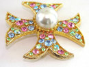 Vintage Multicolored Maltese Cross Rhinestones Decadent!
