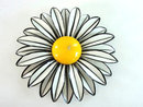 Vintage Daisy Enamel Pin Big 3.25 Inches Flower
