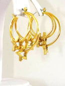 Movable Stars Hoops Earrings Pierced Locking