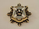 Enamel Heraldic Layered Pin Brooch Vintage Key Hole Pat. No. Banner