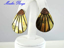 Signed Moulin Rouge Earrings Brass Copper Pierced Wires Vintage Sterling
