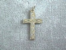Etched Silver Cross Pendant w/Ring