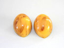 Chunky Marbled Butterscotch Bakelite Earrings Ovals! Vintage Clip Ons Beautiful!