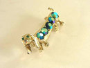 Vintage Dachshund Peacock Blue Rhinestones Dog Pin