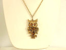 Vintage Genuine Tigereye Belly Owl Pendant Necklace Chain