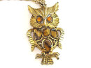 Vintage Genuine Tigereye Belly Owl Pendant Necklace Chain