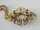Vintage Three Women Transfer Pendant Necklace Rhinestones