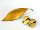 Vintage David Andersen Set Yellow Enamel Earrings Pin Brooch Gorgeous!