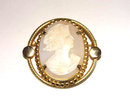 Large Shell Cameo Brooch Pin Hand Carved Vintage