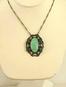 Deco Art Nouveau Necklace Brass Enamel Celluloid Wonderful Setting