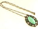 Deco Art Nouveau Necklace Brass Enamel Celluloid Wonderful Setting