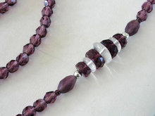 Vintage Amethyst Glass Crystal Long Necklace Faceted Beautiful!