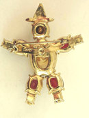 Signed Coro Gem Figural Man Pin Red Cabochons Rhinestones Vintage