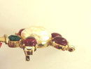 Signed Coro Gem Figural Man Pin Red Cabochons Rhinestones Vintage