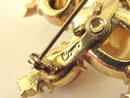 Signed Coro Gem Figural Man Pin Red Cabochons Rhinestones Vintage