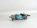 Signed Vintage Elephant Blue Cabochon Belly Pin Sterling Silver