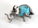 Signed Vintage Elephant Blue Cabochon Belly Pin Sterling Silver