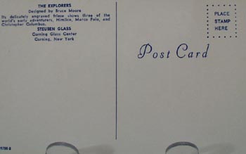 The Explorers Steuben Glass Post Card