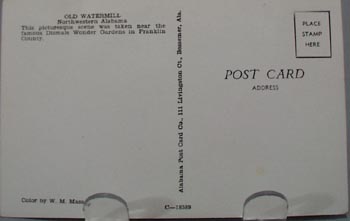 Old Watermill in Alabama Post Card