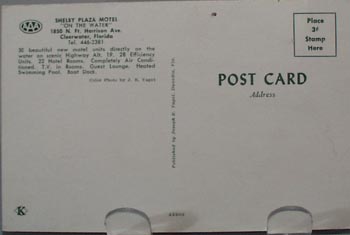 Shelby Plaza Motel Clearwater, Fl Post Card