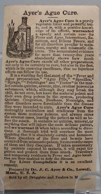 Victorian Trade Card Ayers Ague Cure 1800's