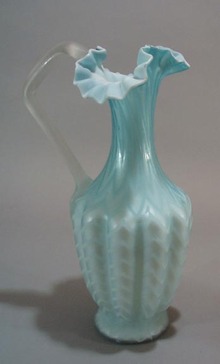 Mother of Pearl Blue and White Pitcher with