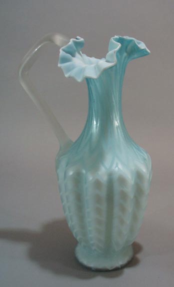 Mother of Pearl Blue and White Pitcher with