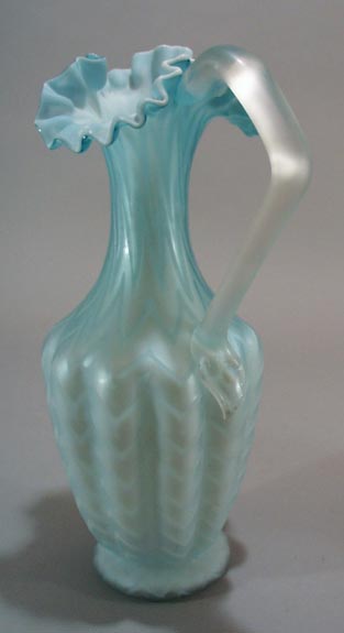 Mother of Pearl Blue and White Pitcher with