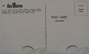 Key Wester Hotel Key West Fla Post Card