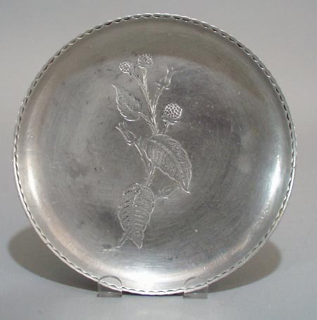 Wrought Farberware round Bowl. Botanical plant,