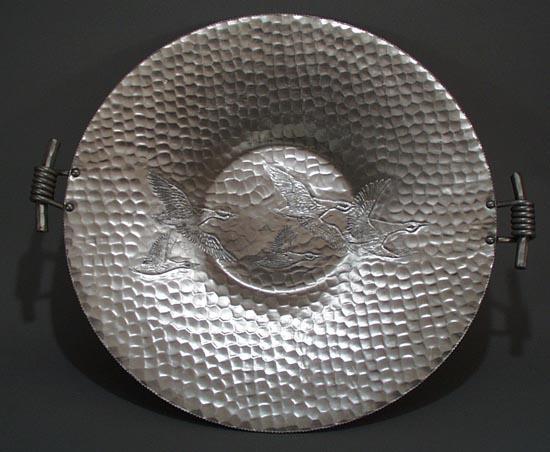LARGE hand forged tray with Ducks
