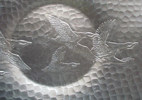 LARGE hand forged tray with Ducks