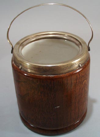 Wooden bucket with stonewear inside