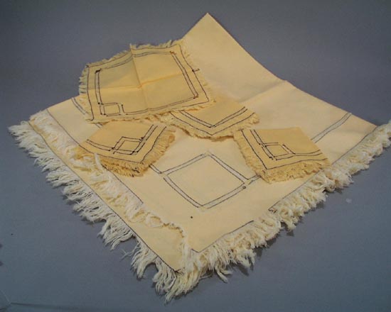 Pale Yellow Tablecloth Four Napkins