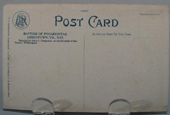 Baptism of Pocahontas Indian Post Card