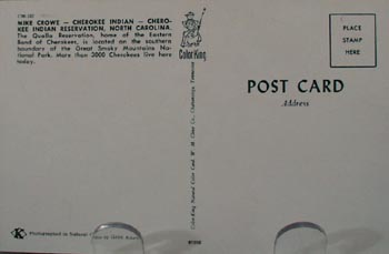 Mike Crowe Cherokee Indian Post Card.