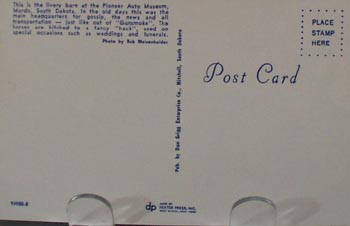 Pioneer Auto Museum S Dakota Post Card