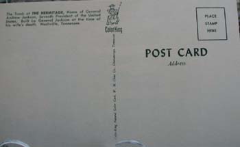 Close up Andrew Jacksons Tomb Post Card