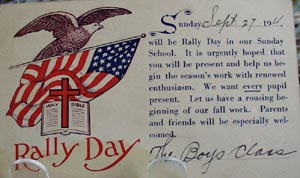 Rally Day with Eagle Religious Postcard