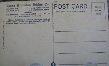 Lincoln Hgwy Fulton Bridge Iowa Postcard
