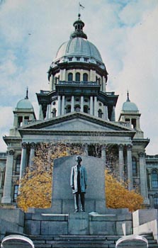 Ill State Capitol & A Lincoln Statue Postcard