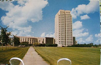 N. Dakota Capitol With Clouds Postcard