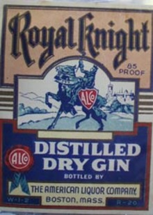 Royal Knight Dry Gin Bottle Label.