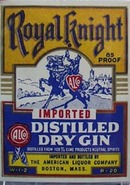 Royal Knight Dry Gin Bottle Label.