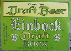 Einbock Draft Bock Beer Bottle Label.