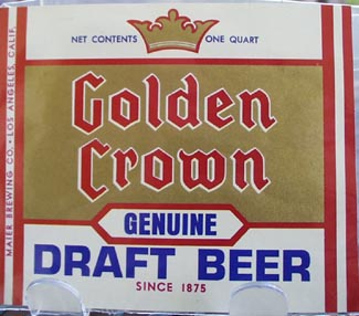 Golden Crown Beer 1 Qt. Bottle Label.