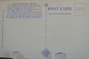 Sterling Memorial Library Yale Univ Postcard