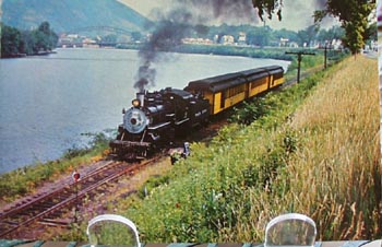 Steam Engine Near River Vermont Postcard