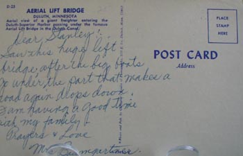 Aerial Lift Bridge Duluth Minn Postcard