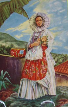 Lady in White Bonnett Mexico Postcard